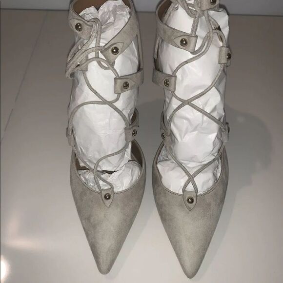 ✨ NEW Aquazzura Ash Bel Air Caged 105 Suede Lace-up Pump Sandal Lace Up St… - Picture 4 of 8